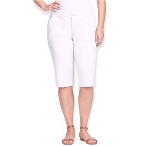 Gloria Vanderbilt Petites Crystal White Ribbed Utility Skimmer Capri Pants 4P